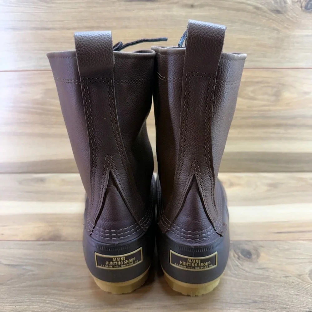 LL BEAN Boots Brown Leather Mens 11 Lace Up Waterproof Hunting Outdoor Duck